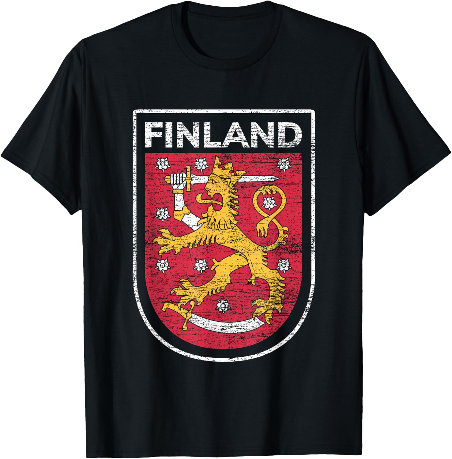 Scandinavia Helsinki & Finland Gifts Finland Western Black Small Short Sleeve Classic Fit Lightweight Lace Embellishment T-Shirt - T-Shirt | Black