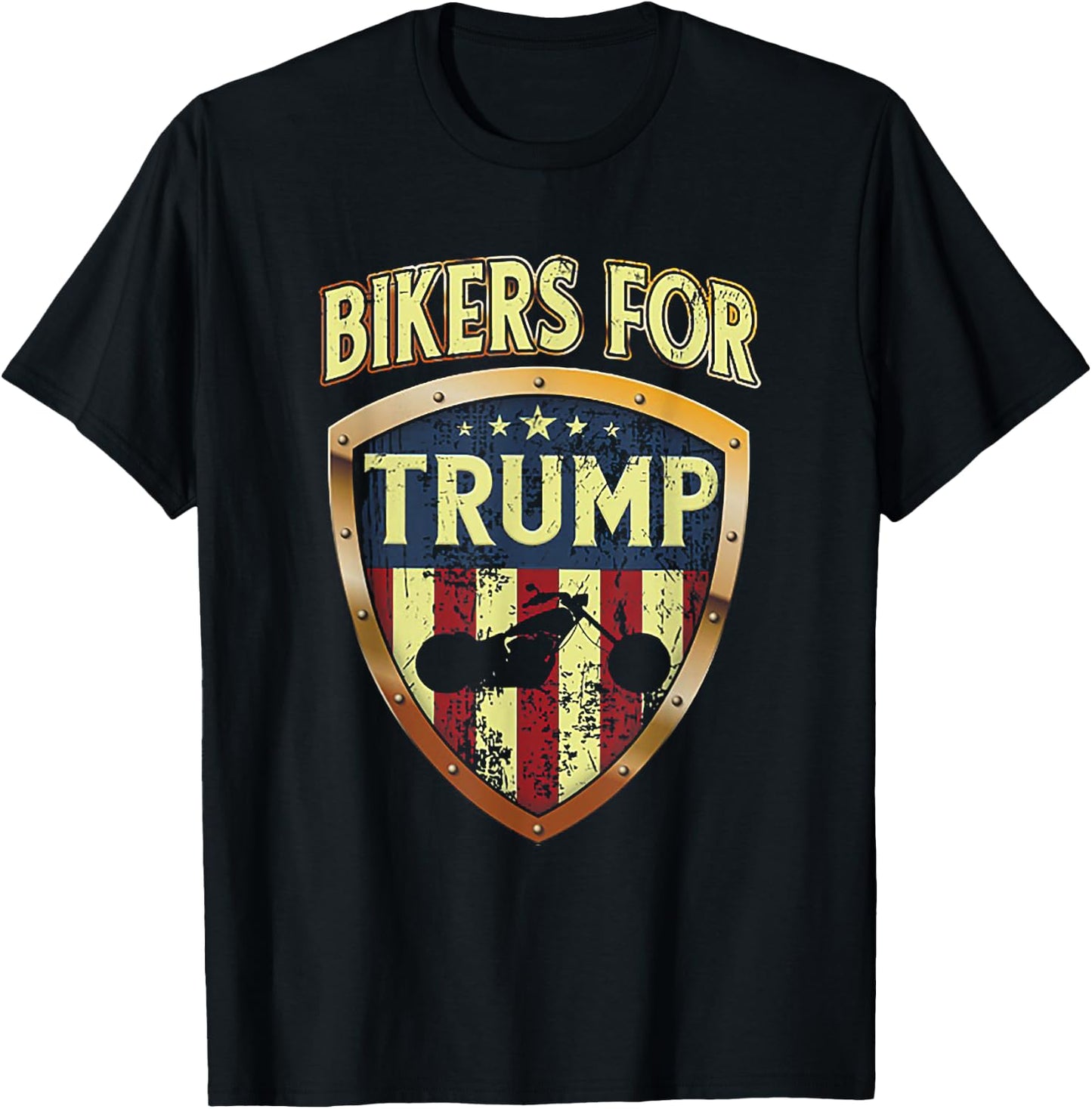 Bikers For Trump Funny Biker Gift T-Shirt - T-Shirt | Black