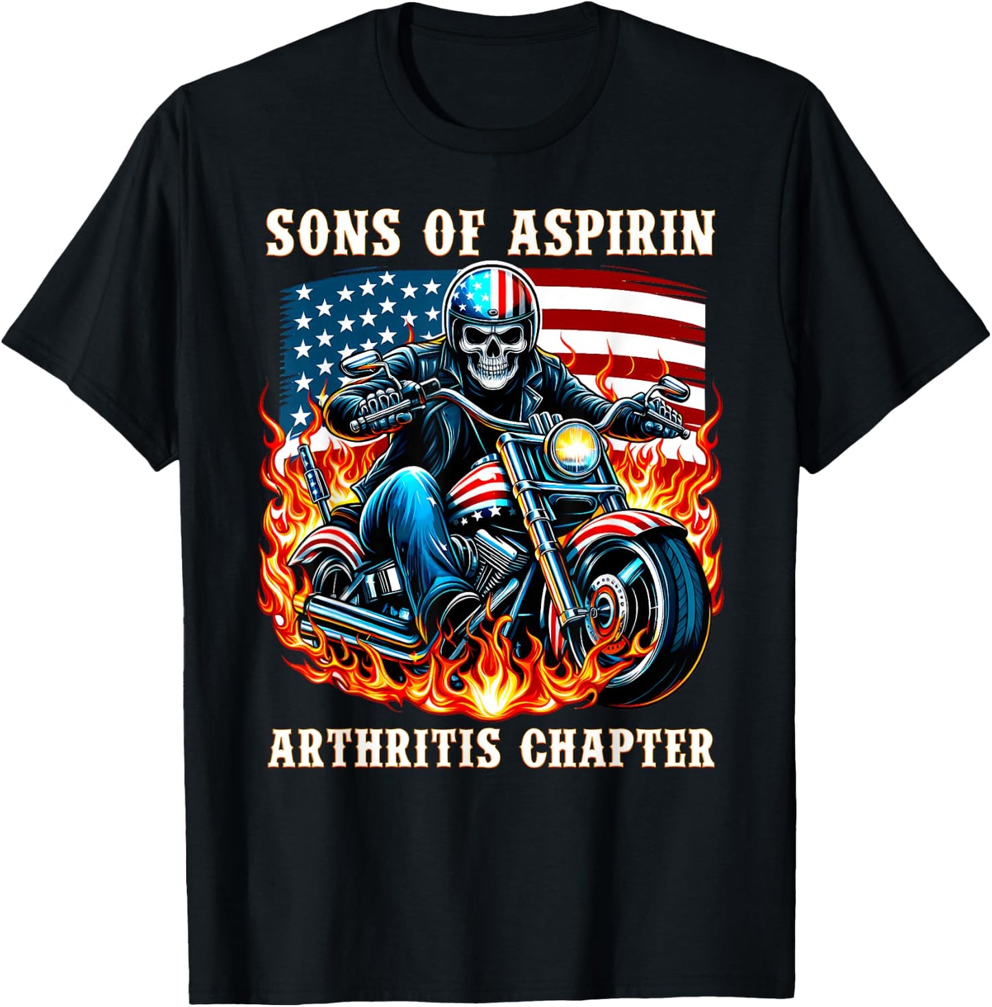 Sons of Aspirin Arthritis Chapter Biker riding a Motorcycle T-Shirt - T-Shirt | Black