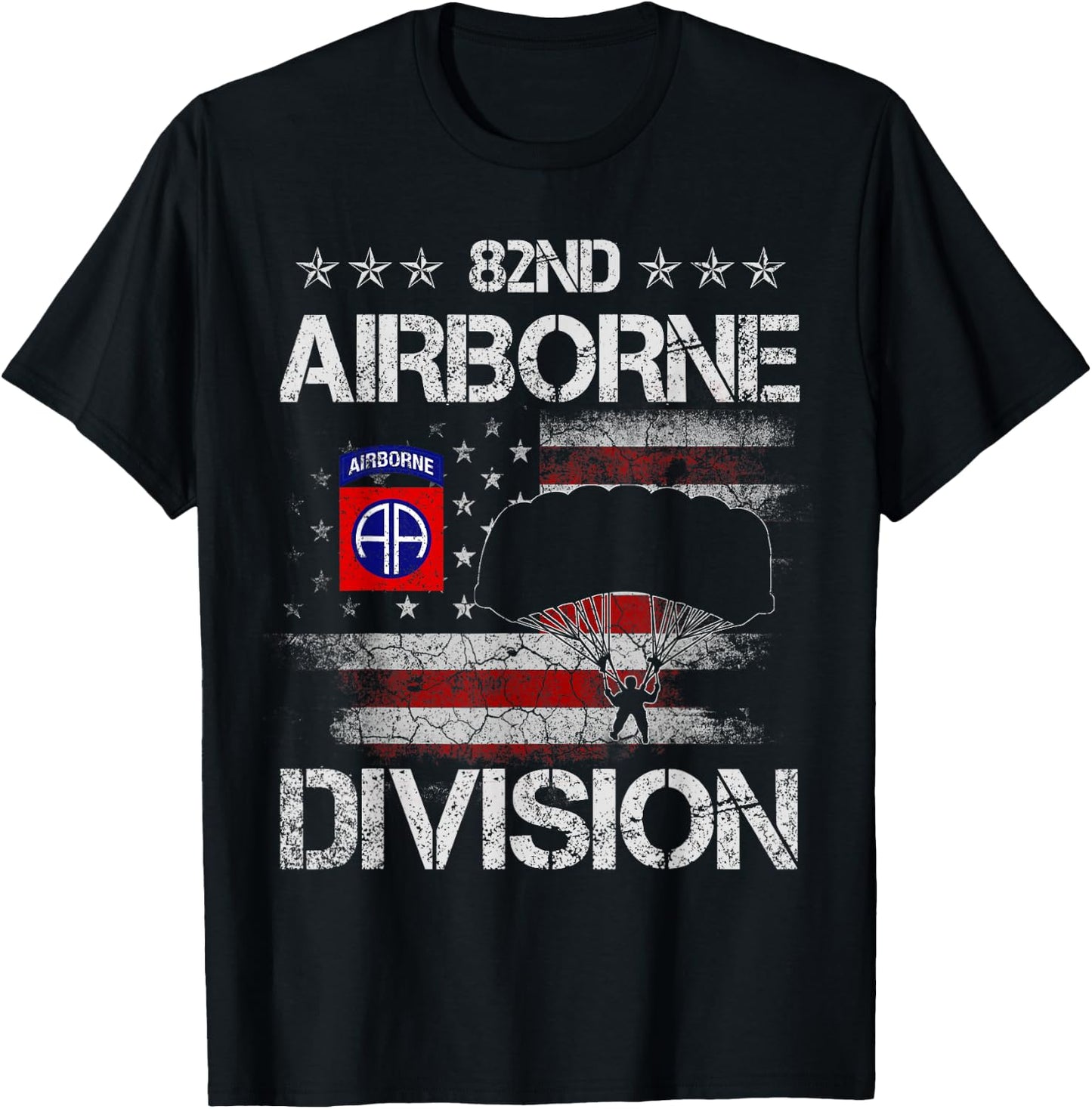 82nd Airborne Division Veteran Flag , Veterans Day T-Shirt - T-Shirt | Black