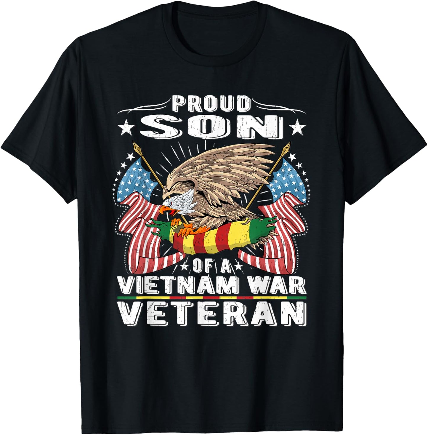 Proud Son Of A Vietnam War Veteran Military Vet's Child Gift T-Shirt - T-Shirt | Black