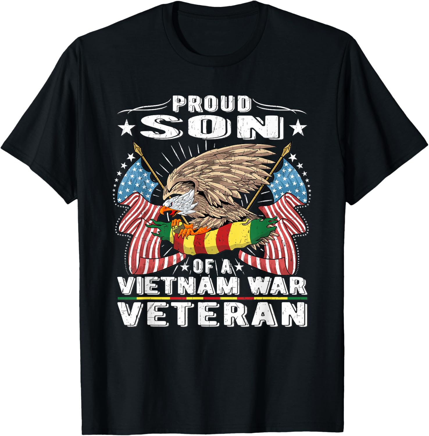 Proud Son Of A Vietnam War Veteran Military Vet's Child Gift T-Shirt - T-Shirt | Black