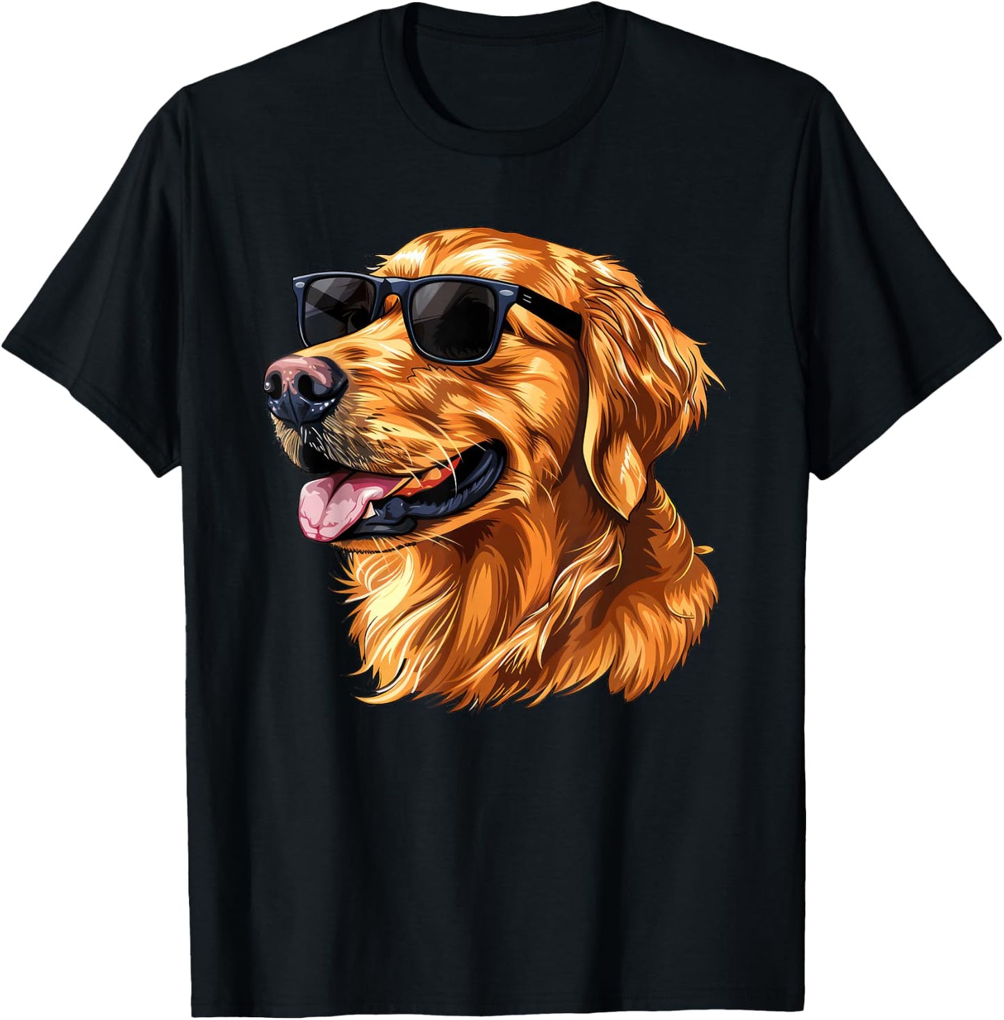 Golden Retriever Dog Sunglasses T-Shirt - T-Shirt | Black