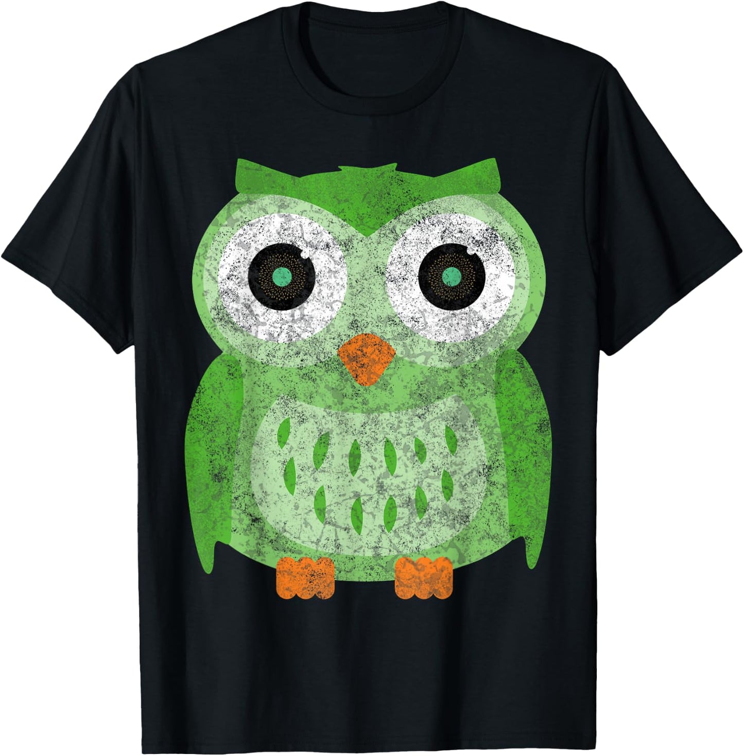 Large Green Owl for Any Owl Fan - Vintage Owls T-Shirt - T-Shirt | Black