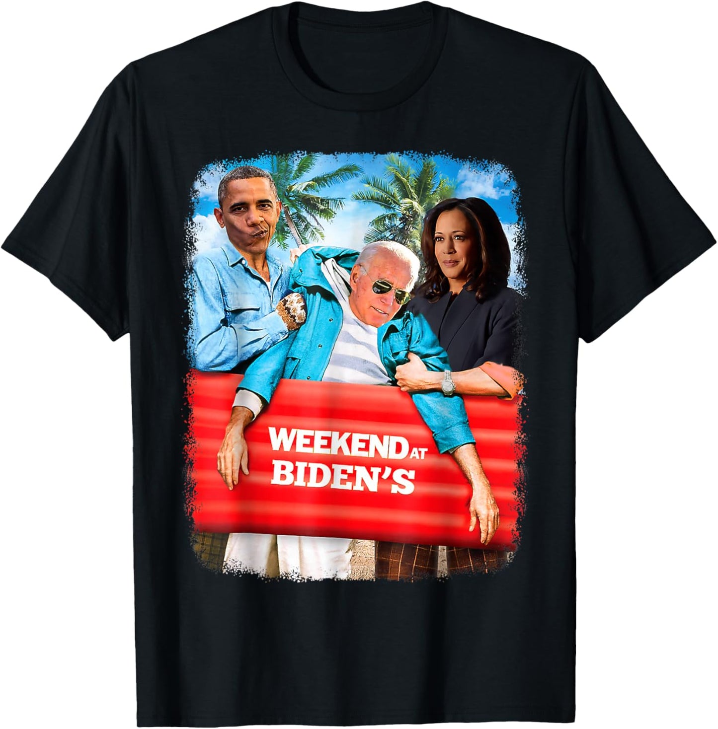 Weekend At Bidens Funny President 2024 Vote Vintage T-Shirt - T-Shirt | Black