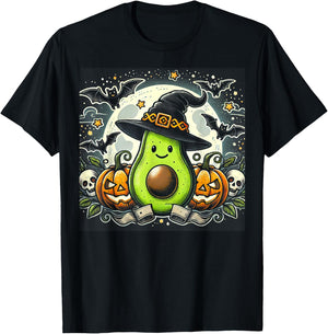 Avocado Witch Halloween T-Shirt - T-Shirt | Black