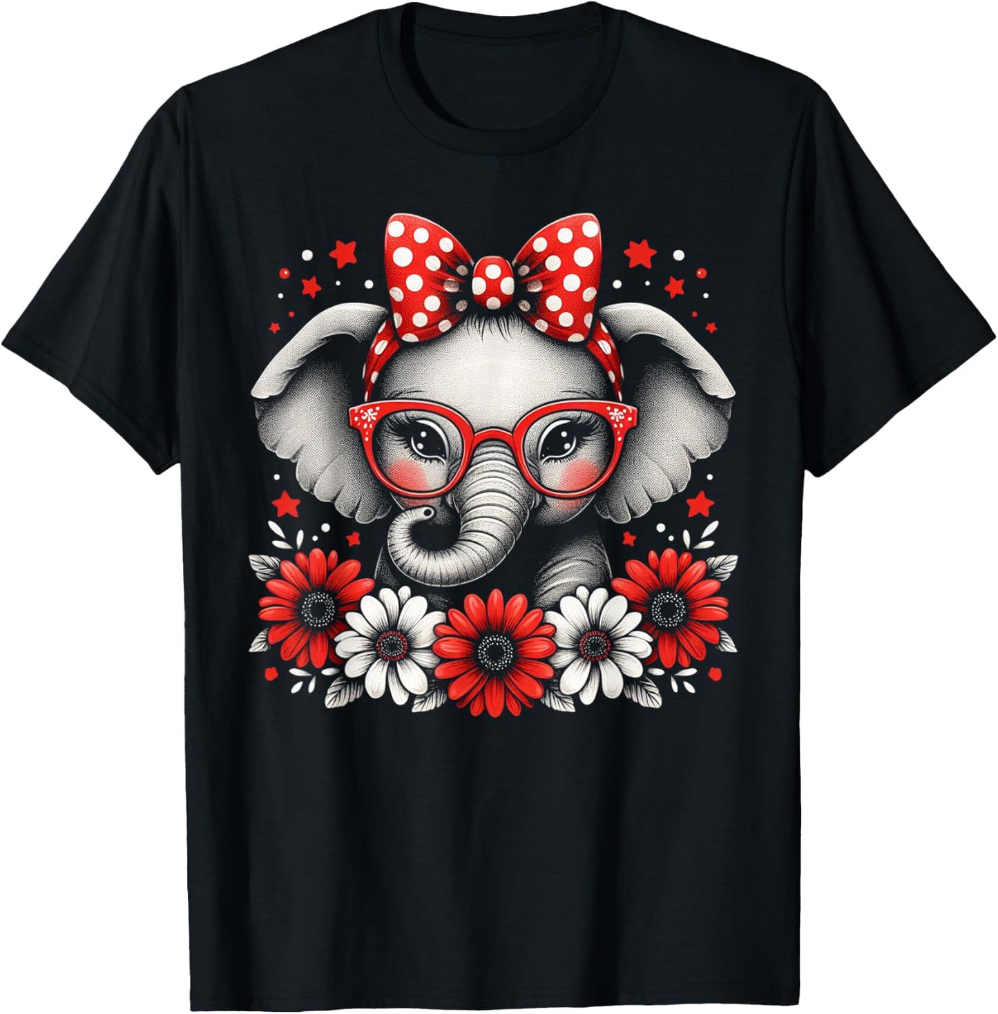 Elephant Nerd Glasses Headbands Clothes Gift Elephant T-Shirt - T-Shirt | Black