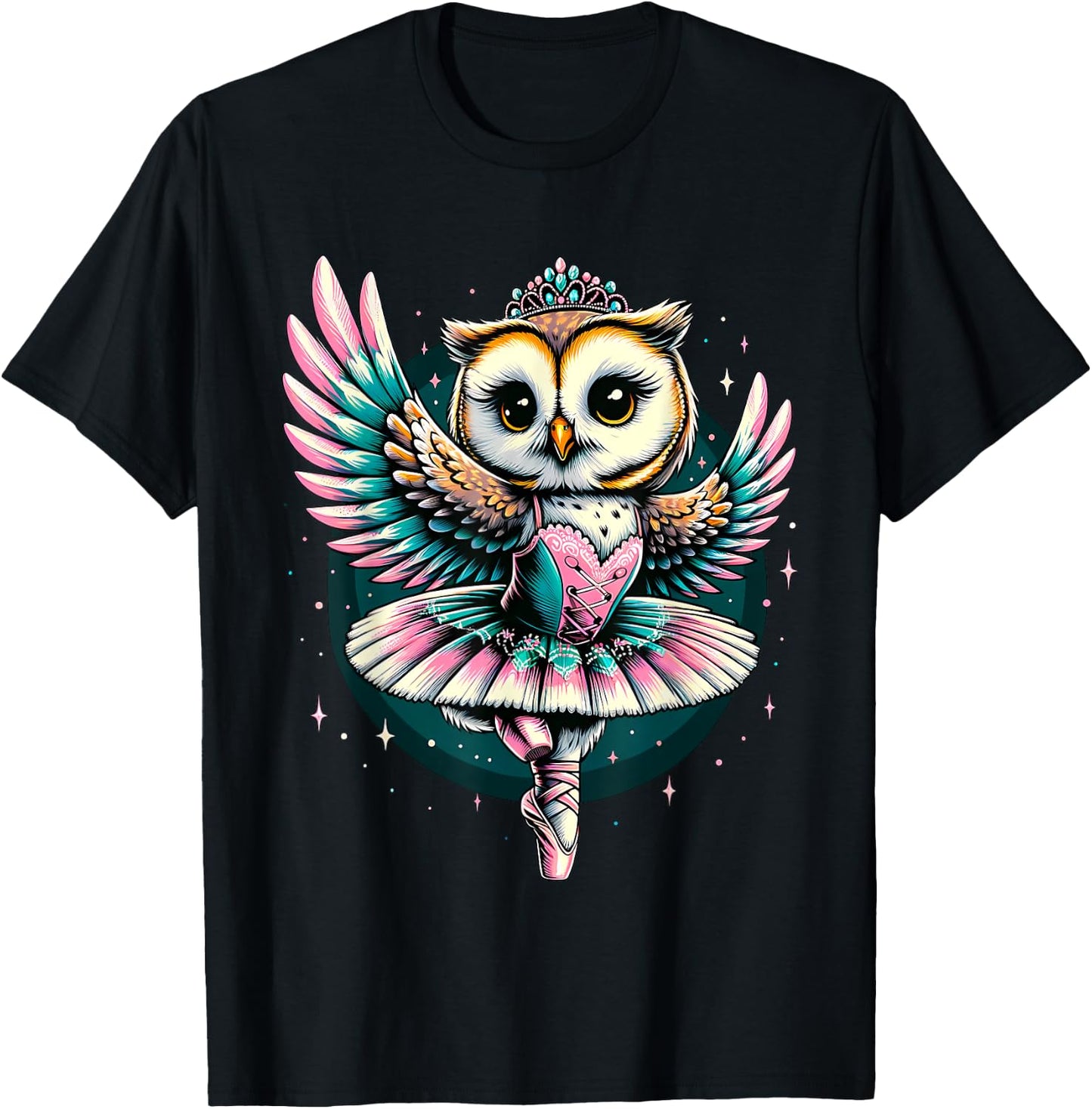 Ballerina Owl Dancing T-Shirt - T-Shirt | Black