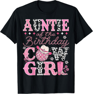 Auntie Of The Birthday CowGirl Rodeo Auntie Bday Party T-Shirt - T-Shirt | Black