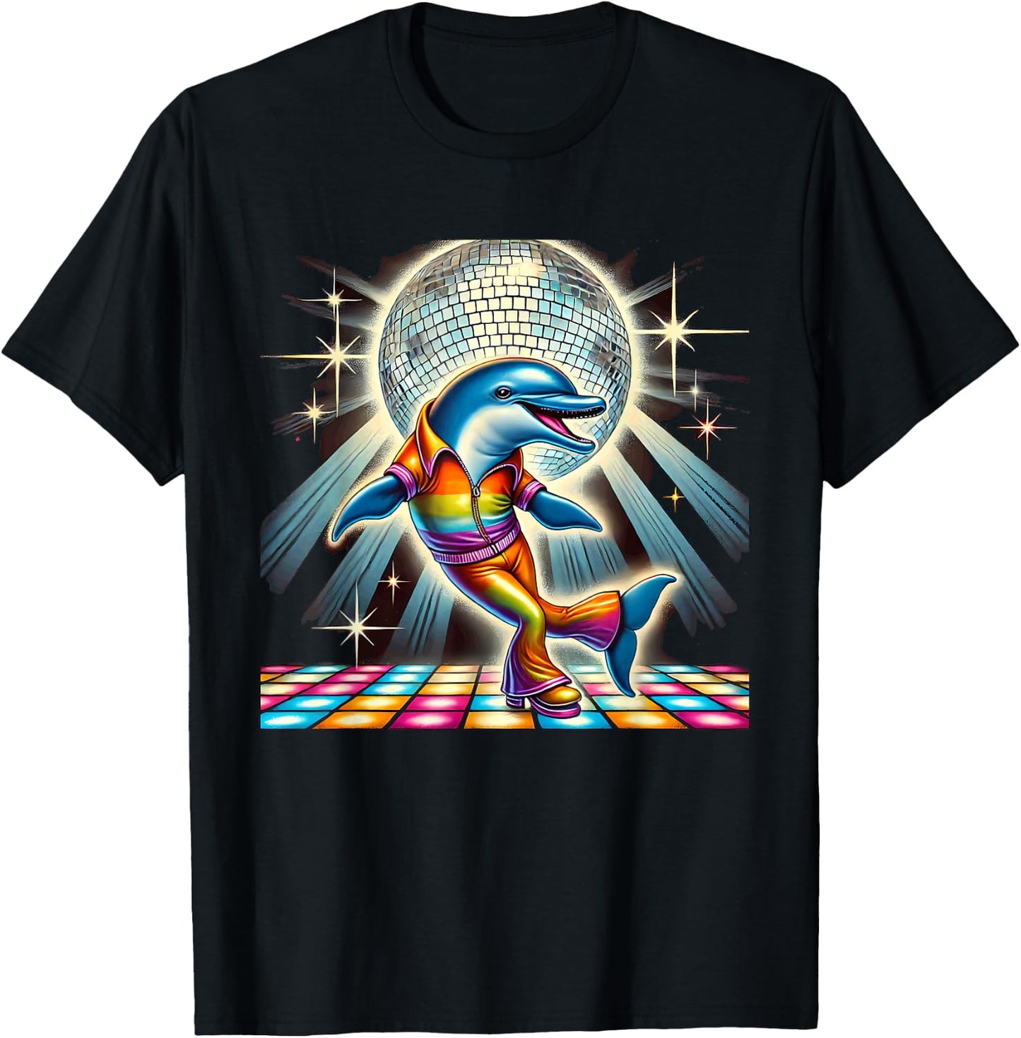 Aesthetic Dolphin Disco T-Shirt - T-Shirt | Black