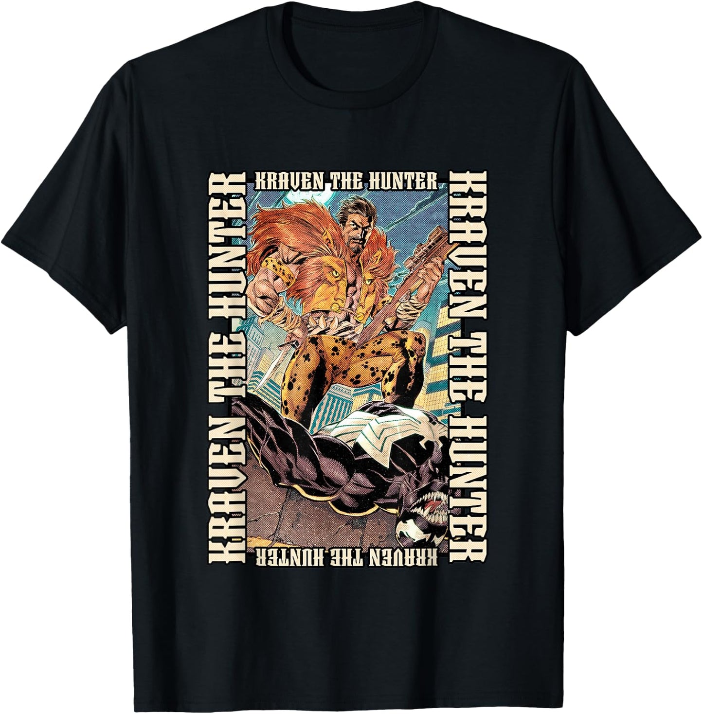 Marvel Universe Classic Kraven The Hunter Beating Venom T-Shirt - T-Shirt | Black