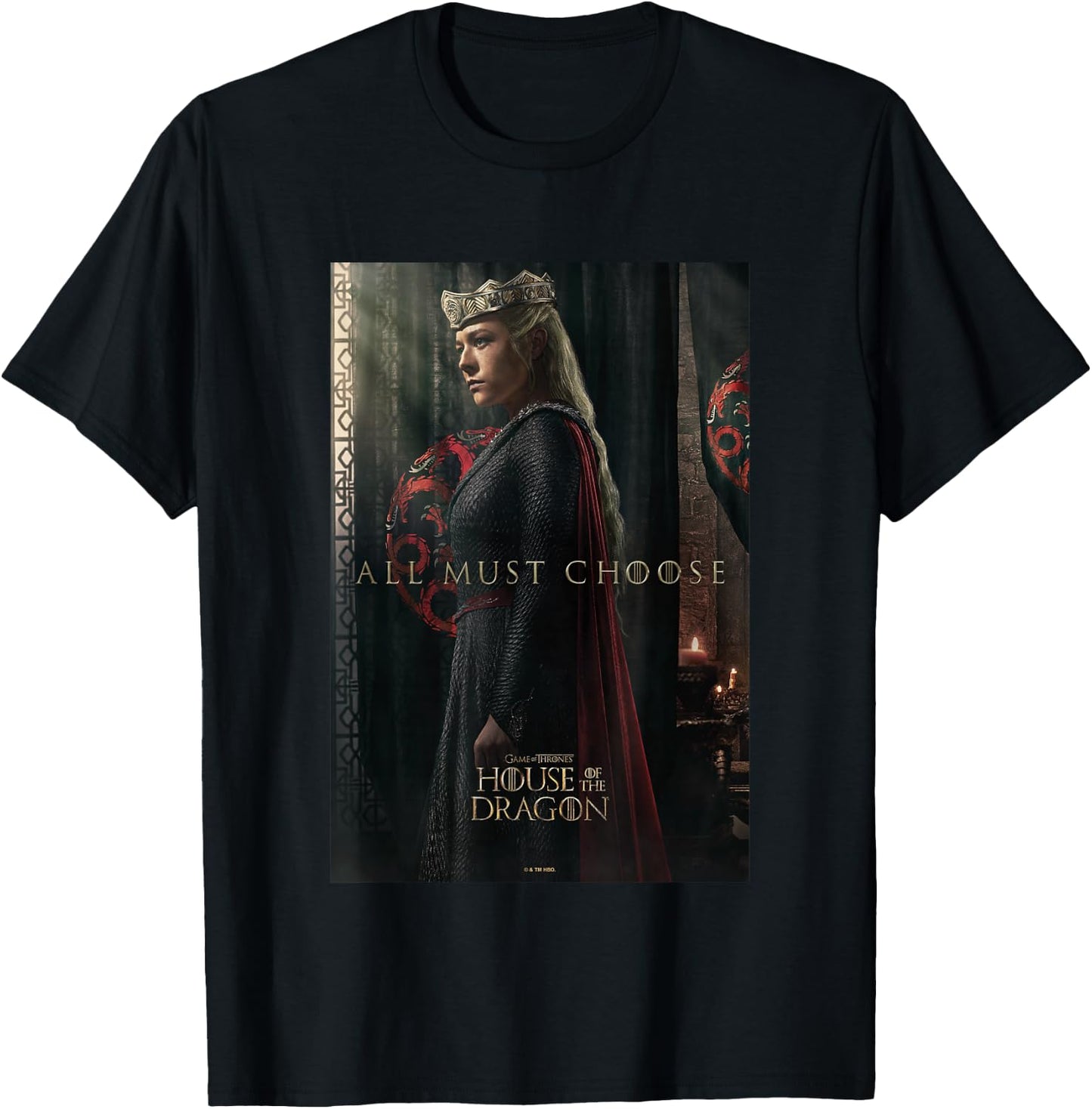 House of the Dragon All Must Choose Rhaenyra Targaryen Retro T-Shirt - T-Shirt | Black
