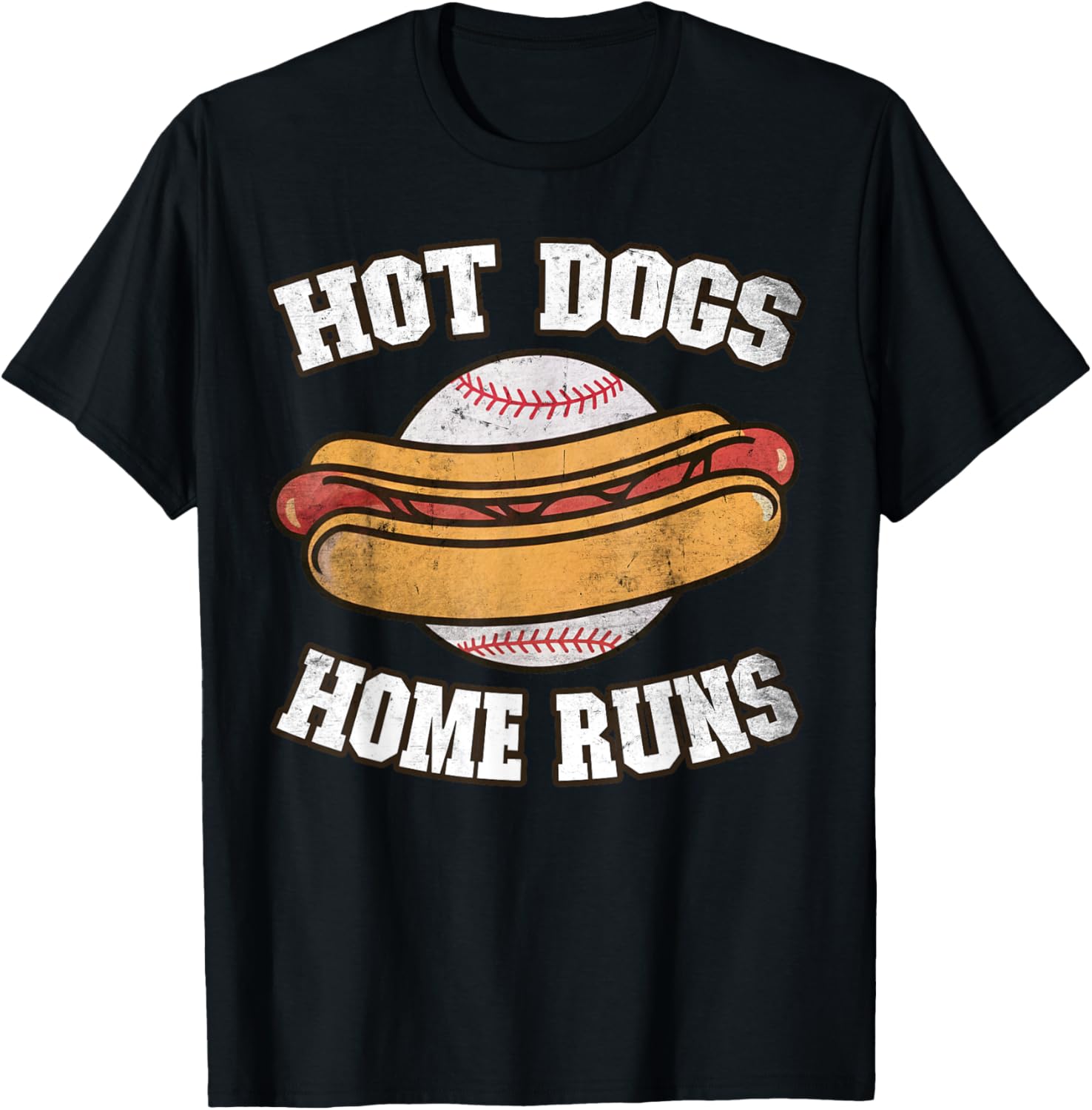 Hot Dogs and Home Runs Ballpark Playing Baseball T-Shirt - T-Shirt | Black