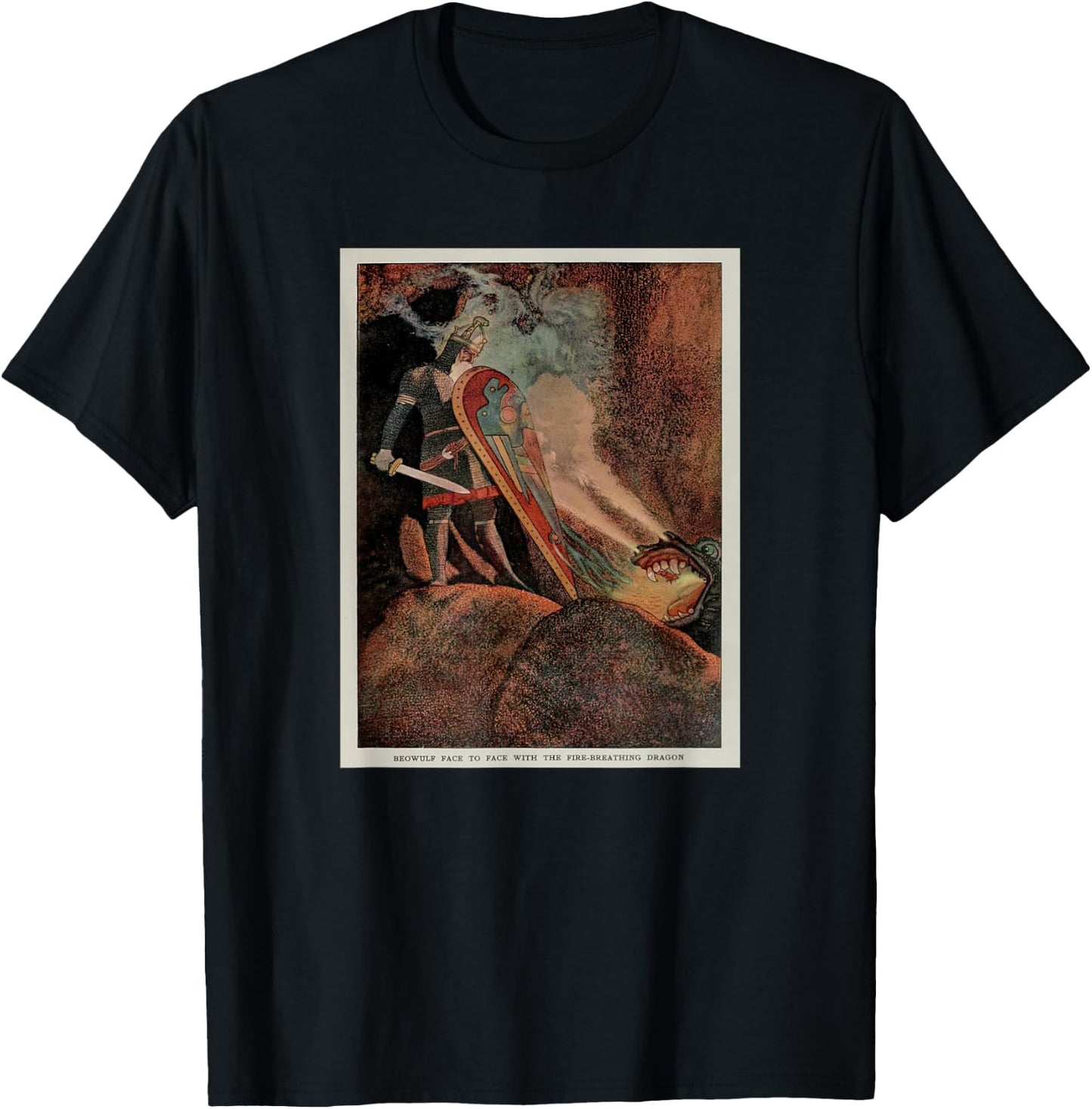 Beowulf Fighting the Dragon (1914) T-Shirt - T-Shirt | Black