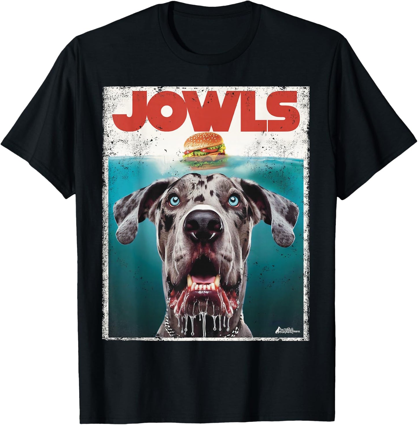 Merle Great Dane Jowls, Paws Top, Blue Eye Brown Dog Mom Dad T-Shirt - T-Shirt | Black