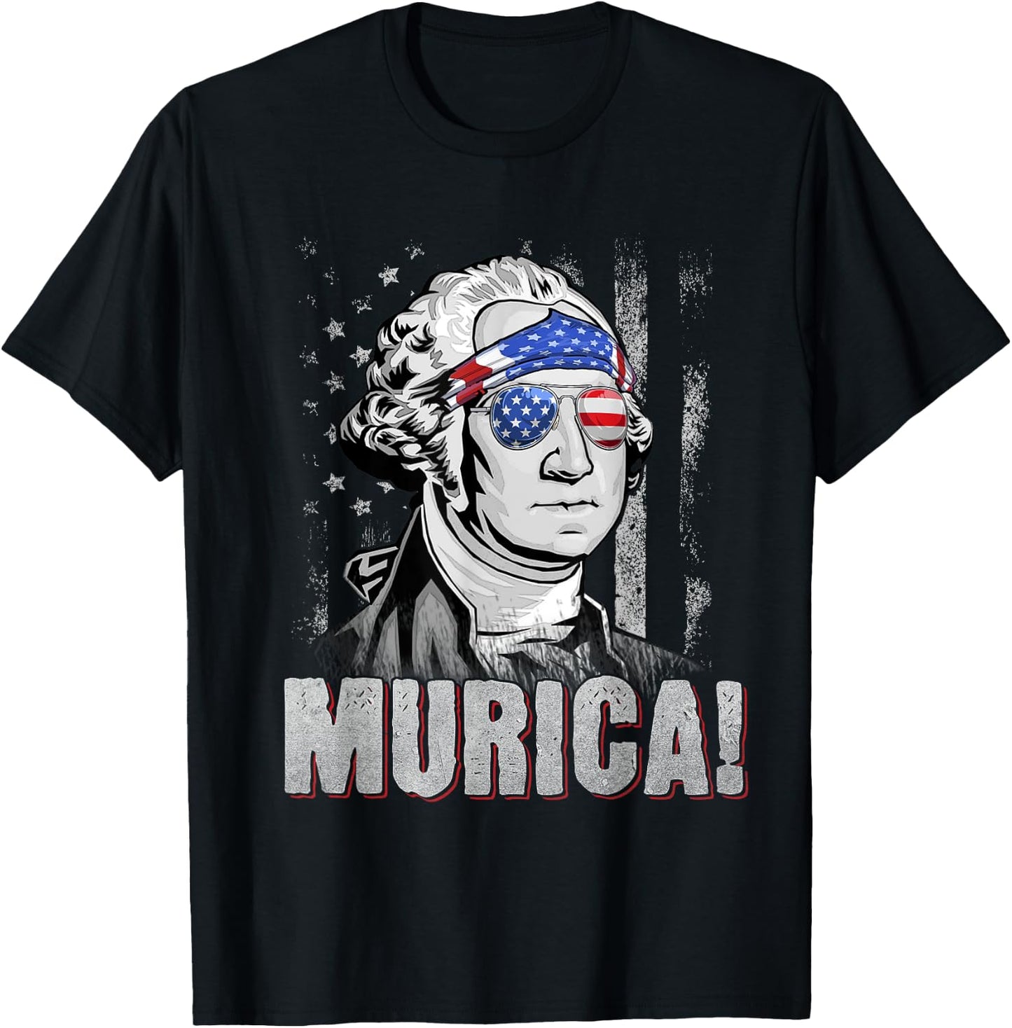 American Flag Murica Patriotic 4th of July George Washington Kids Men T-Shirt - T-Shirt | Black