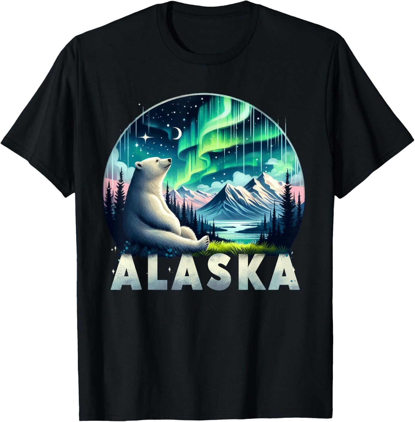 Alaska Northern Lights Aurora Viewing Vacation Alaska Trip T-Shirt - T-Shirt | Black