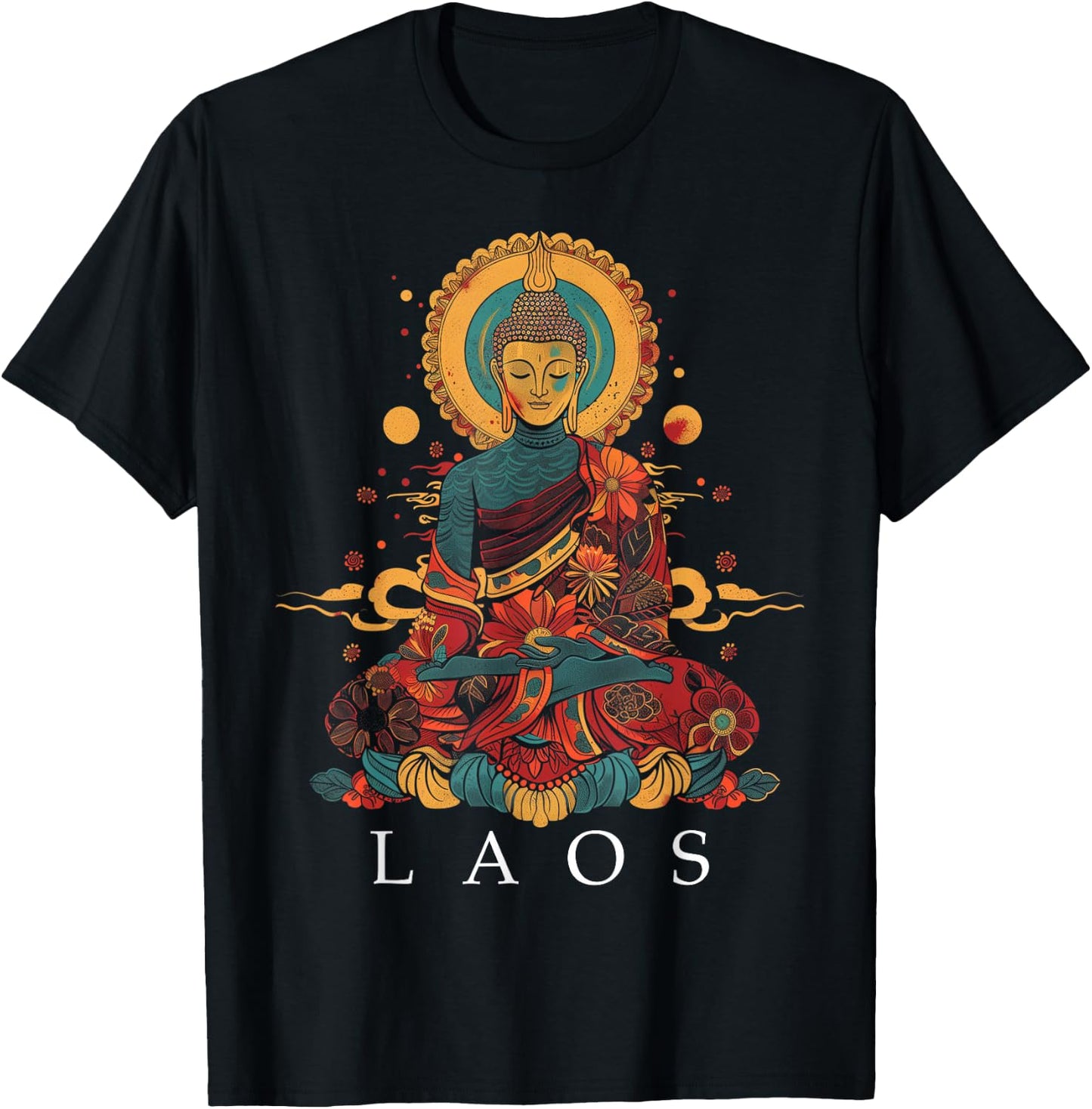 Laos Buddha Vintage Buddhist Souvenir T-Shirt - T-Shirt | Black