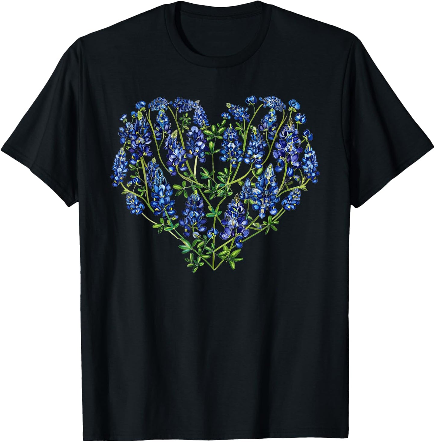 Bluebonnet In A Heart T-Shirt - T-Shirt | Black