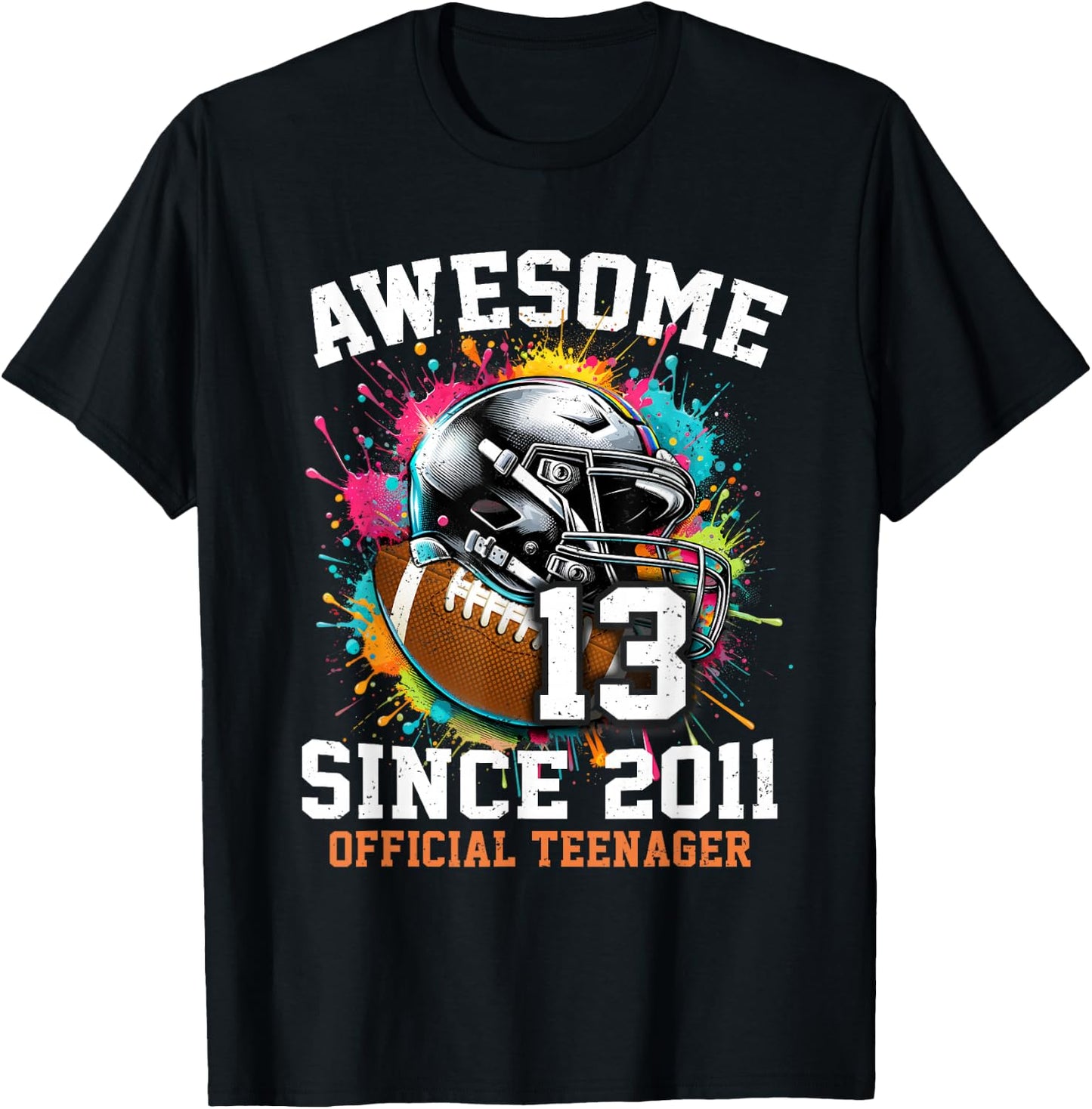 13 Years Old Birthday Football Official Teenager T-Shirt - T-Shirt | Black