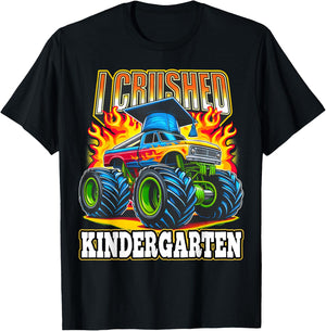 Graduation Kindergarten Monster Truck Boys I Crushed Grad T-Shirt - T-Shirt | Black