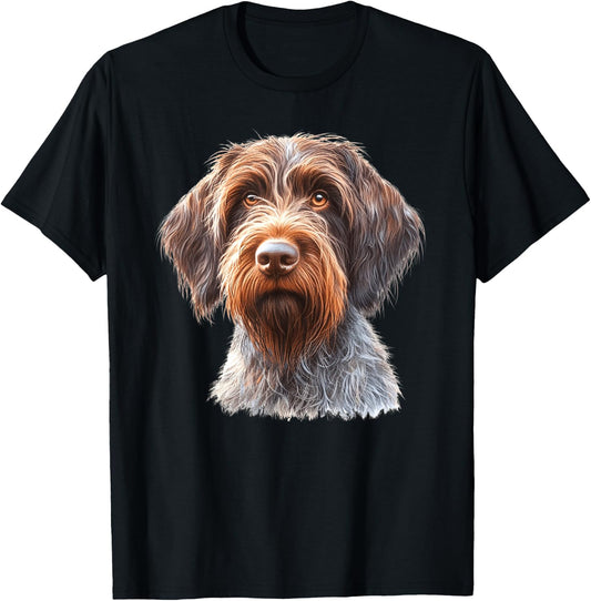 Urban Empyre Wirehaired Pointing Griffon Dog Adults , Black, Small, Short Sleeve, Classic Fit, Modern, Cartoon Dog, Animal Print, Blended Fabric, , 1 Count T-Shirt - T-Shirt | Black