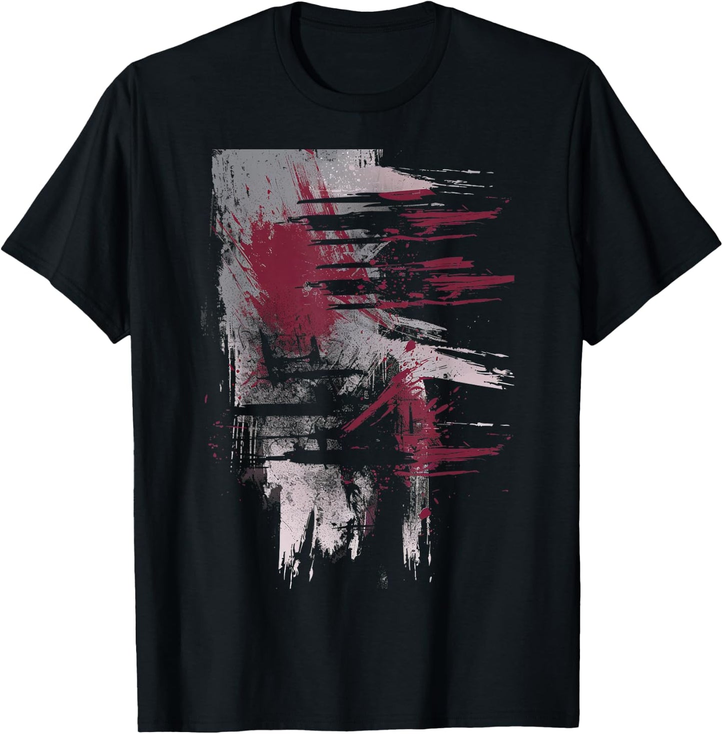 Grunge Black and Red Artistic Design T-Shirt - T-Shirt | Black