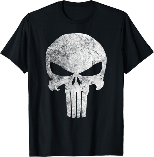 Marvel Comics Punisher Skull Symbol Distressed T-Shirt - T-Shirt | Black