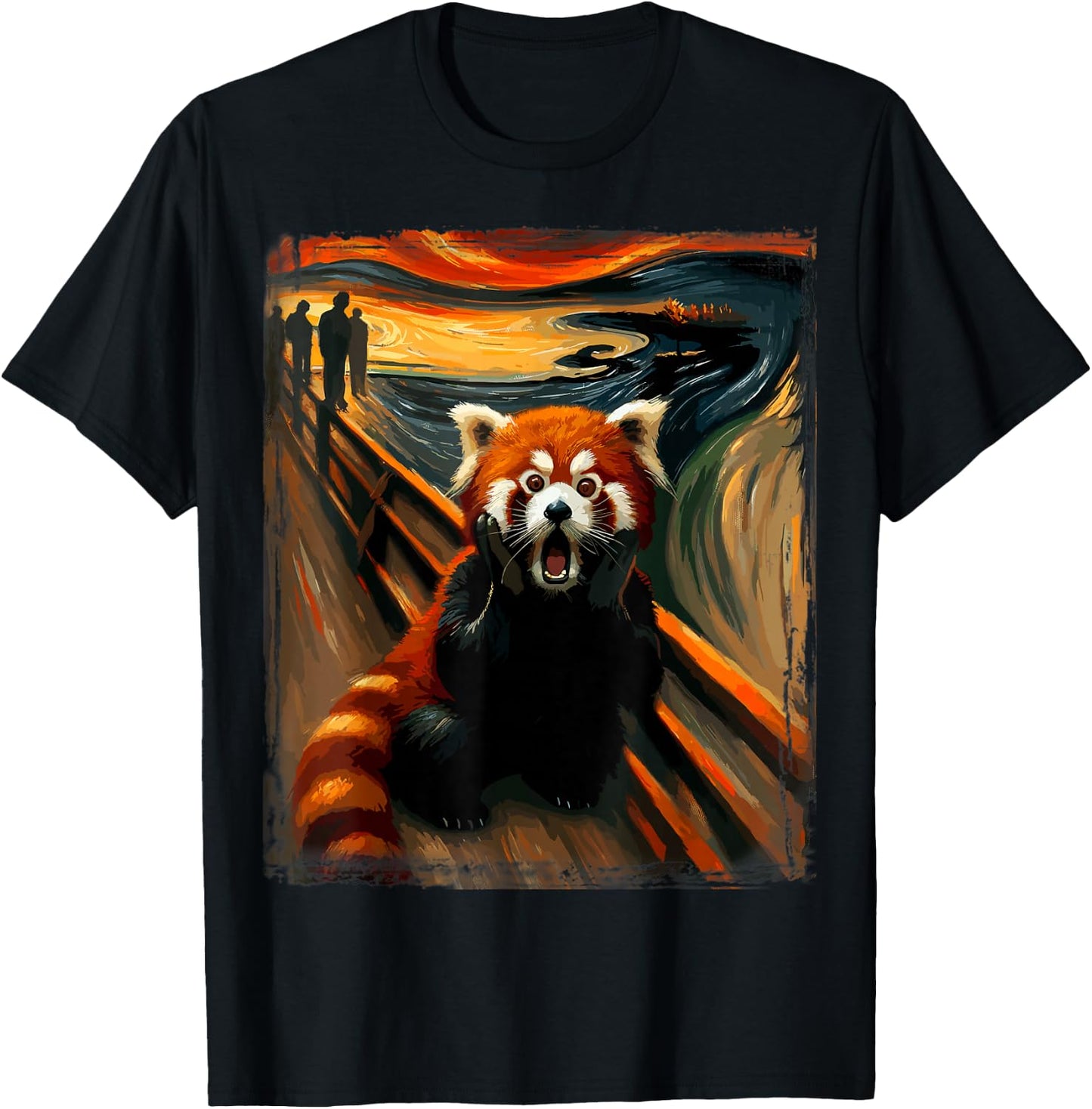 Scream Parody Funny Animal Painting Art Artistic Red Panda T-Shirt - T-Shirt | Black