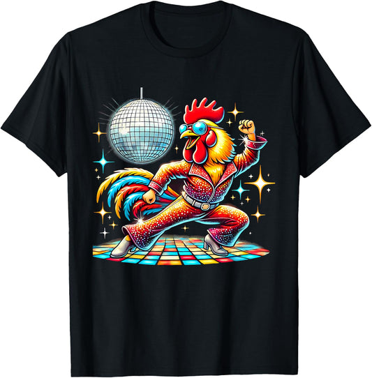 Aesthetic Rooster Disco T-Shirt - T-Shirt | Black