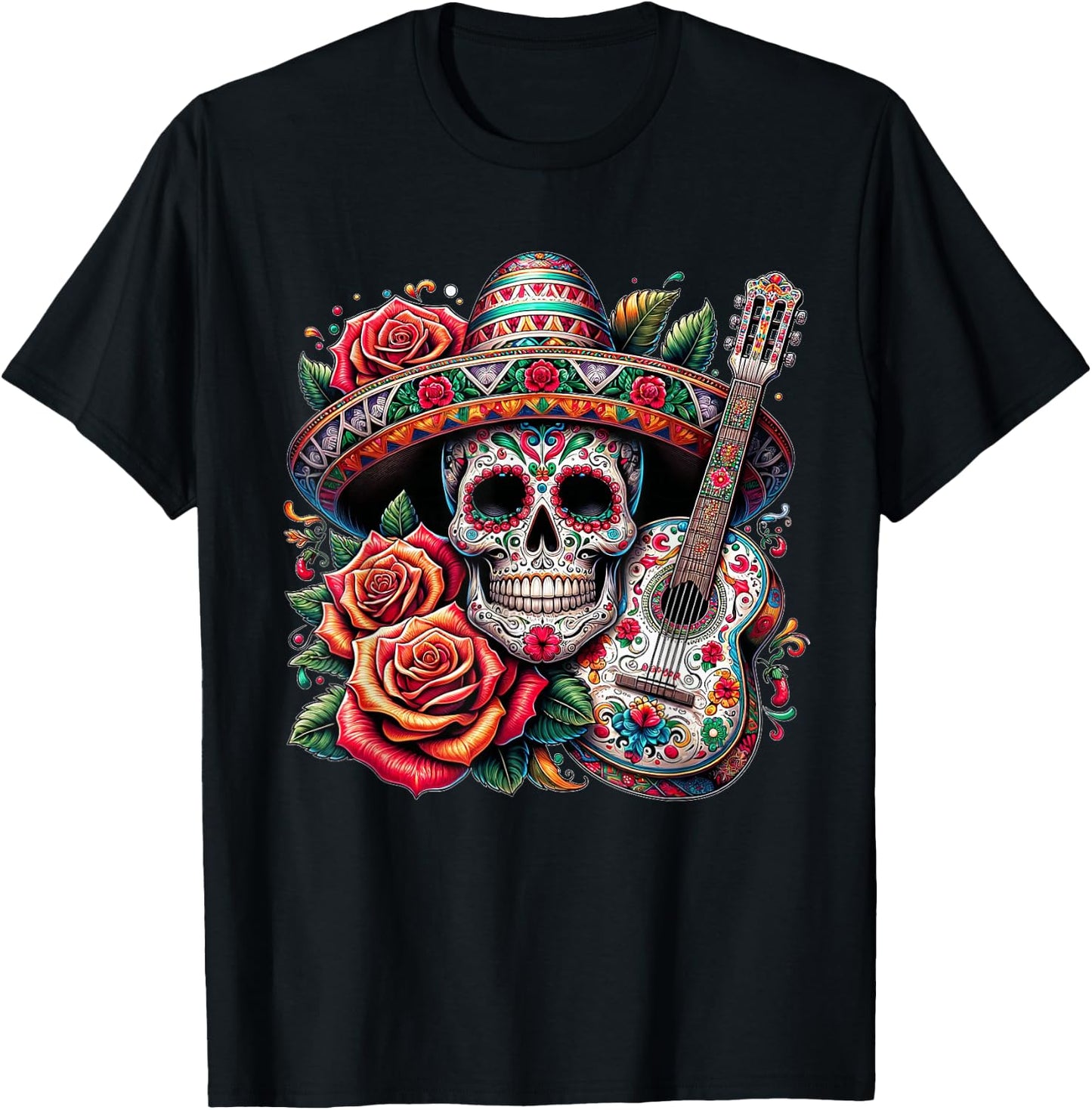 Cinco De Mayo Skull Sombrero Fiesta Mexican Skull Men Women T-Shirt - T-Shirt | Black