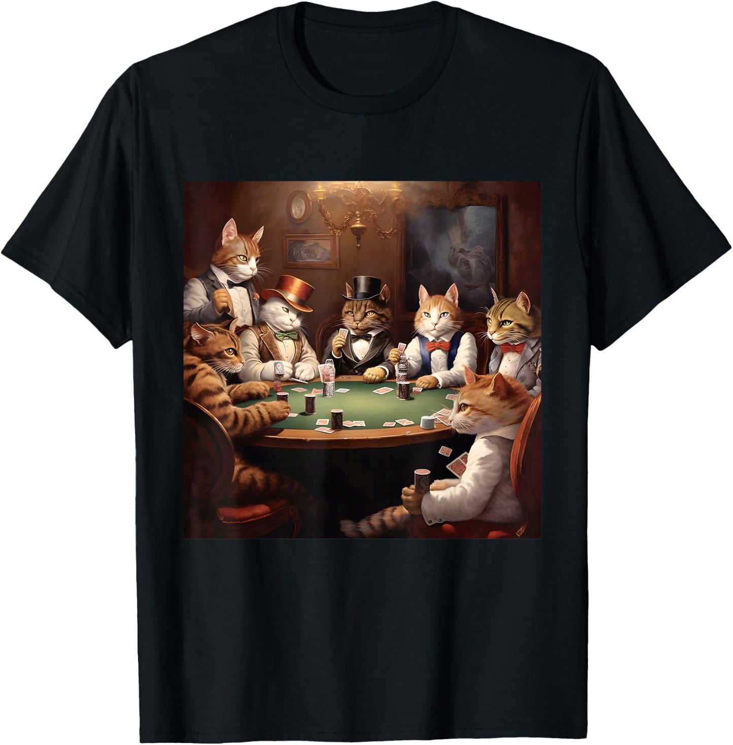 Poker Cat Lover Casino Gambling Cats Playing Poker Cards , Small, Black T-Shirt - T-Shirt | Black
