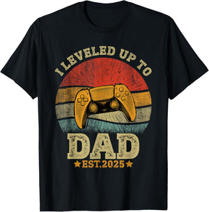 Dad Level Unlocked Est.2025 New Daddy I Leveled Up To Dad T-Shirt - T-Shirt | Black