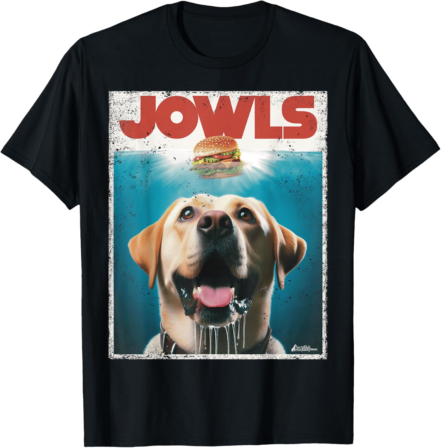 Funny Yellow Lab Jowls Top, Labrador Retriever Dog Mom, Dad T-Shirt - T-Shirt | Black