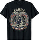 Patriotic George Washington Abe Lincoln Playing Guitar 250th T-Shirt - T-Shirt | Black