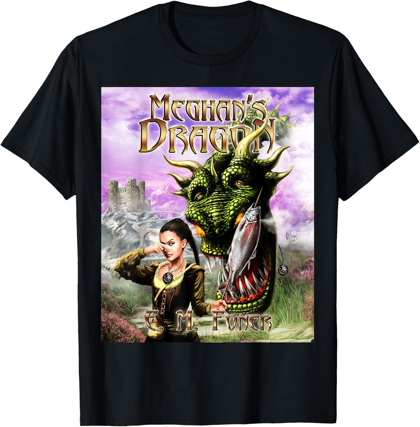 E. M. Foner Meghan's Dragon Cover T-Shirt - T-Shirt | Black