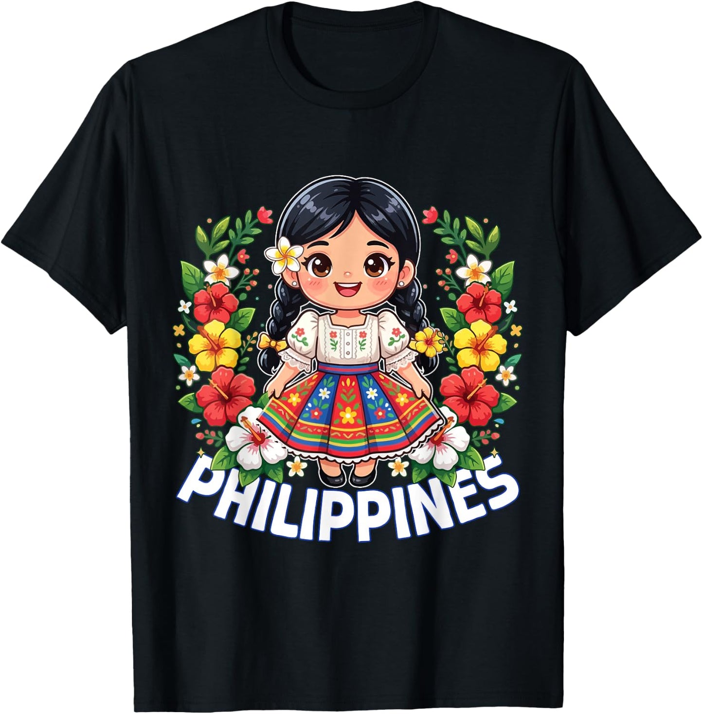 Philippines Flag Culture Cute Filipina Girl Kids T-Shirt - T-Shirt | Black