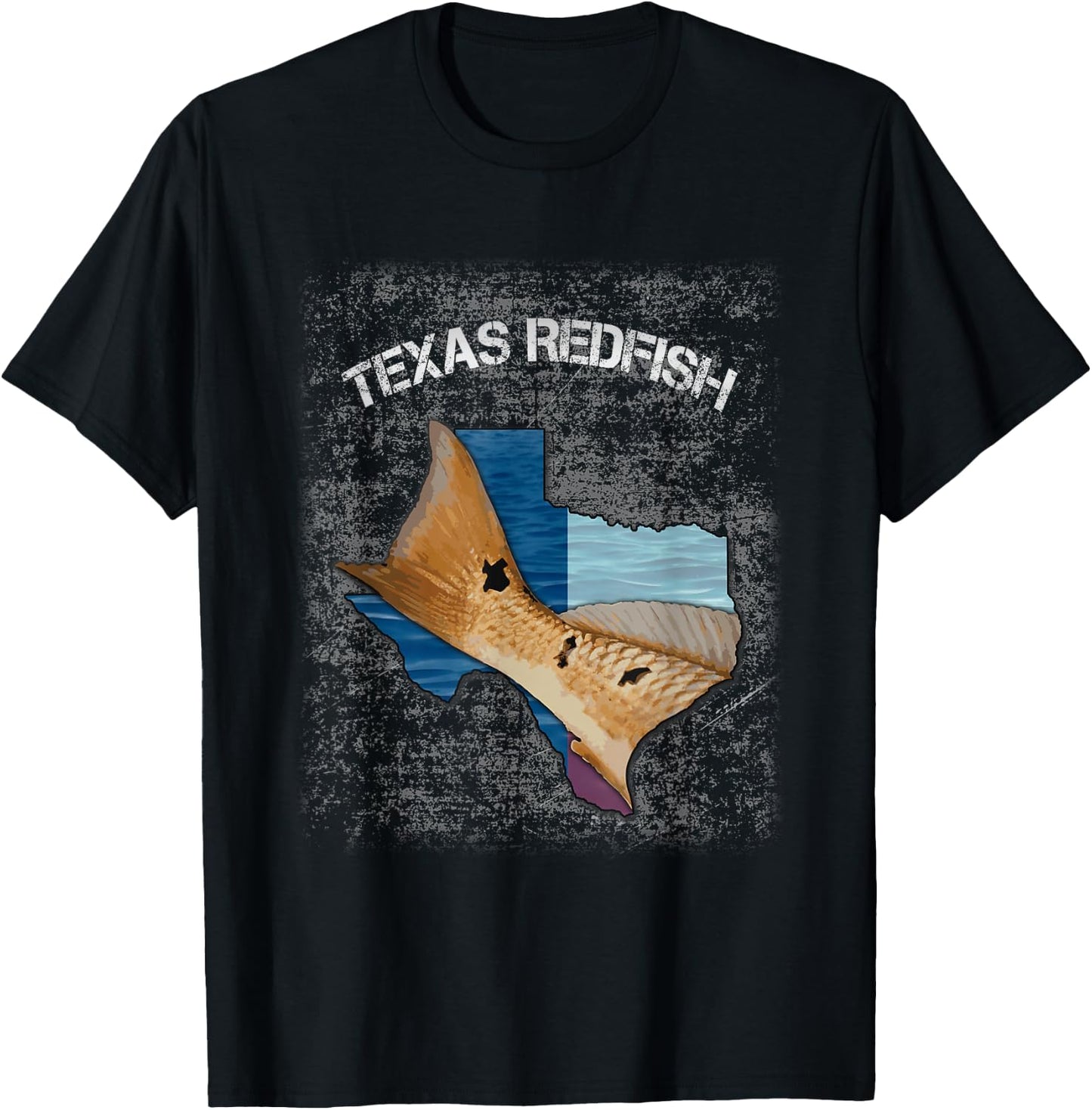 Texas Redfish Texas Flag Fishing Shirt T-Shirt - T-Shirt | Black