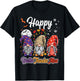 Happy Hallothanksmas Gnomes Halloween Thanksgiving Christmas T-Shirt - T-Shirt | Black