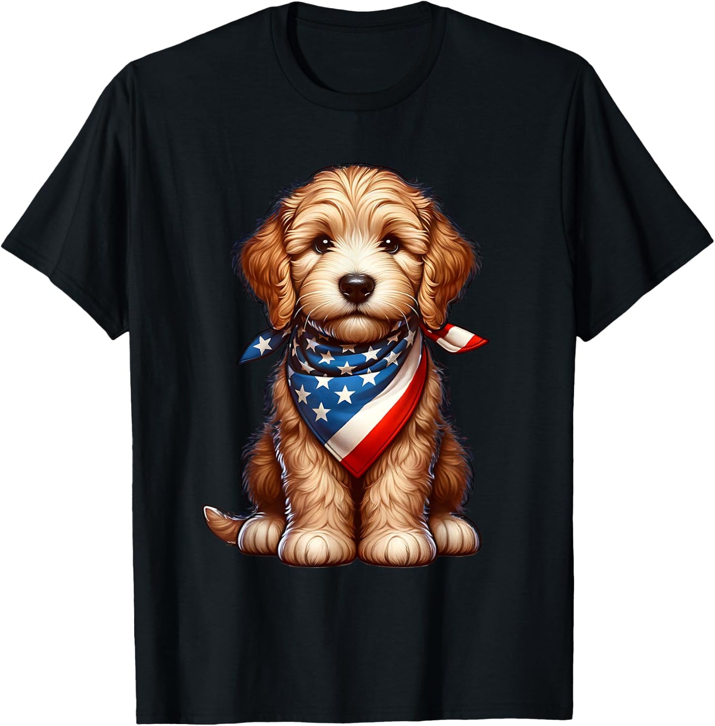 Cute Labradoodle Puppy 4th Of July Dog Kids Men T-Shirt - T-Shirt | Black