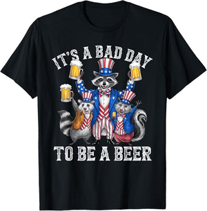 Raccoon American Beer Day Bad Day to be a Beer T-Shirt - T-Shirt | Black