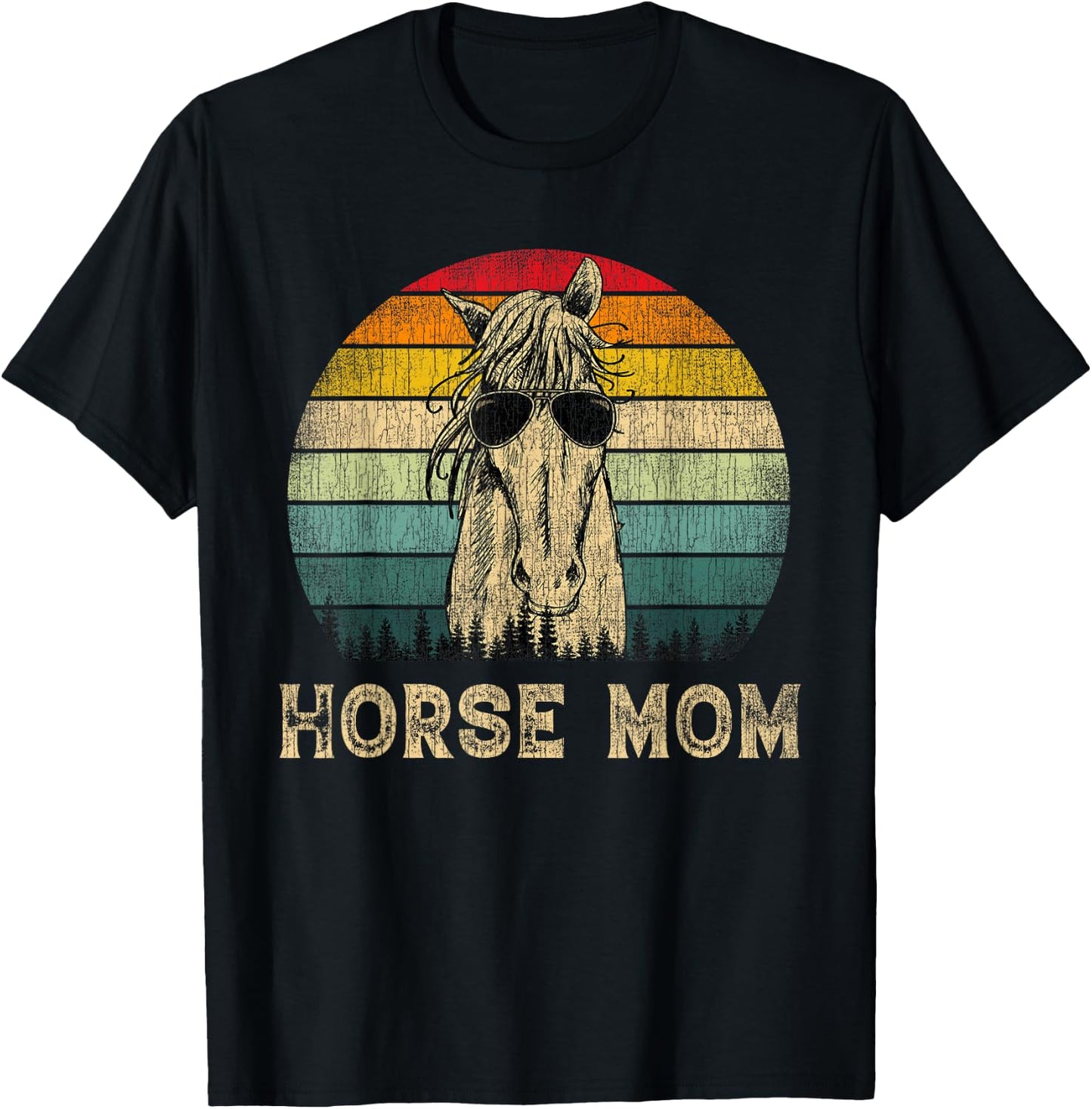 Vintage Horse Mom Horse Lovers Mommy Mother's Day T-Shirt - T-Shirt | Black