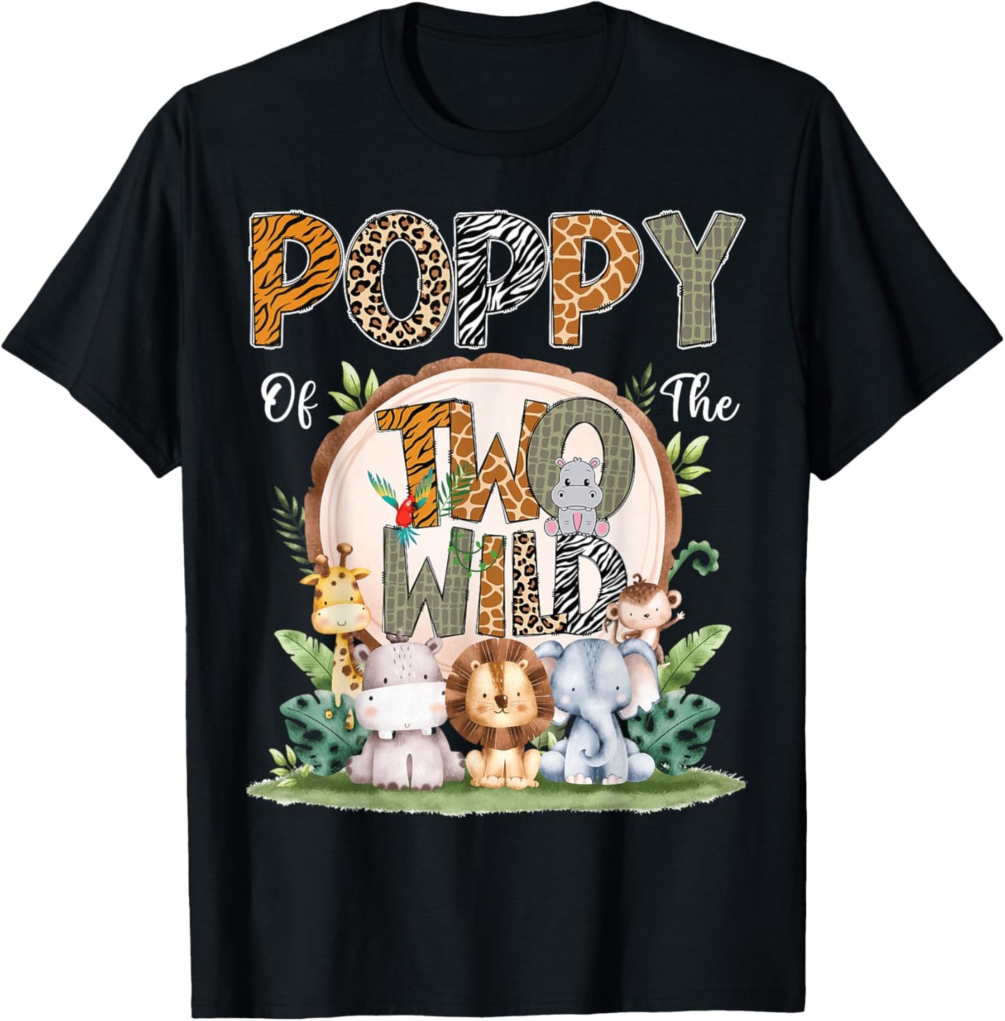 Poppy Of The Two Wild Animal Safari 2Nd Birthday Party T-Shirt - T-Shirt | Black