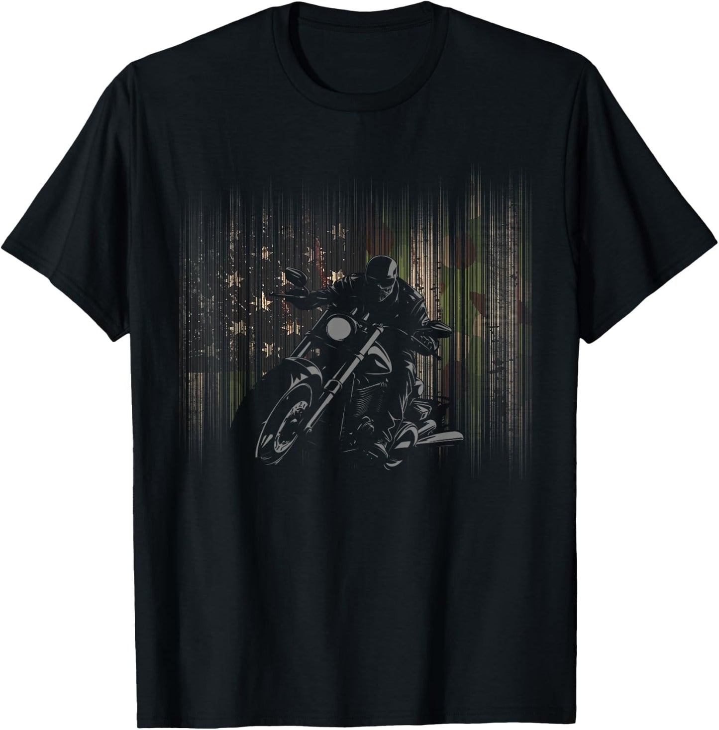 American Flag Camouflage Motorcycle T-Shirt - T-Shirt | Black