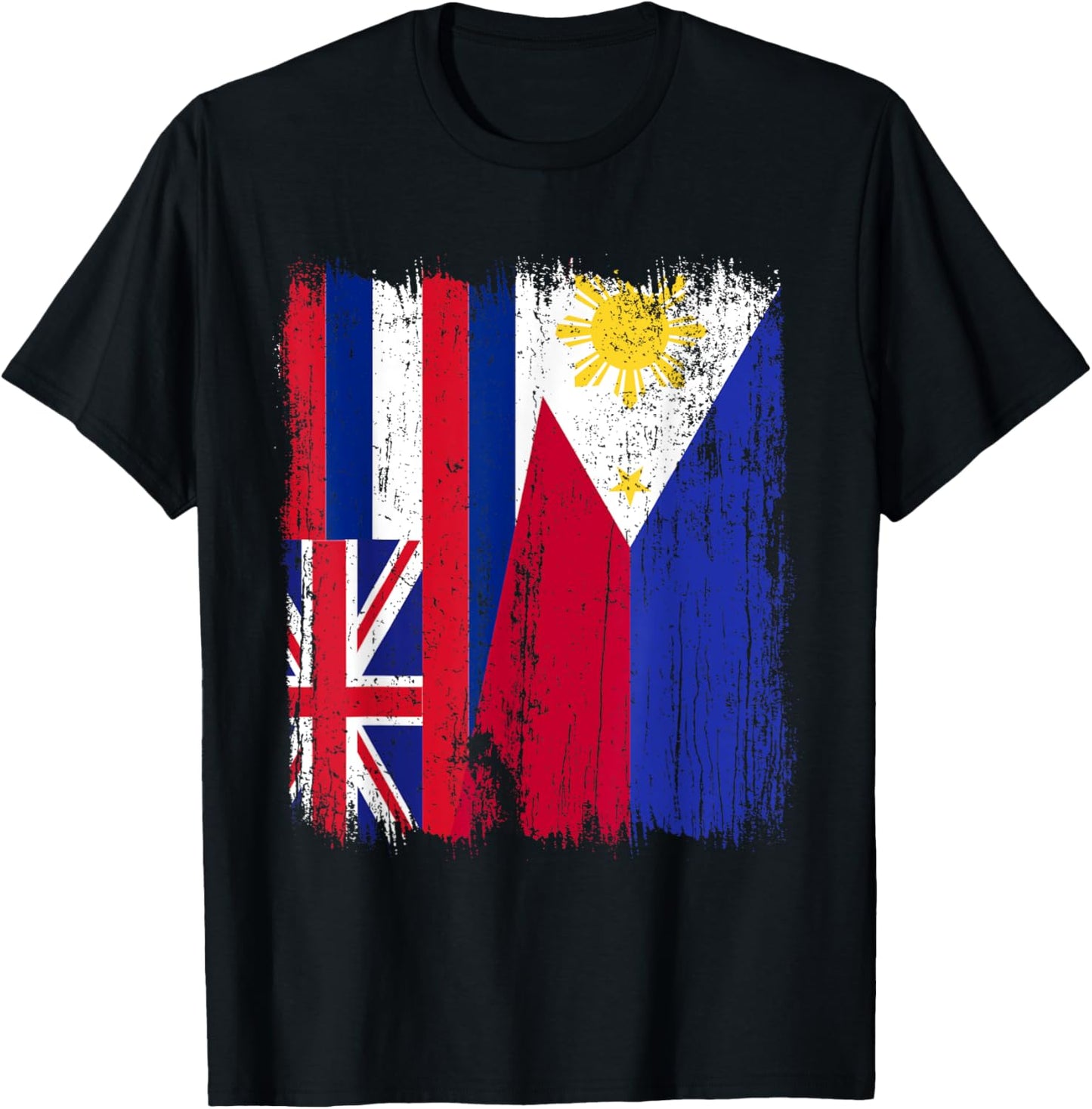 Hawaii Philippines Half Flag Hawaiian Filipino Jersey T-Shirt - T-Shirt | Black