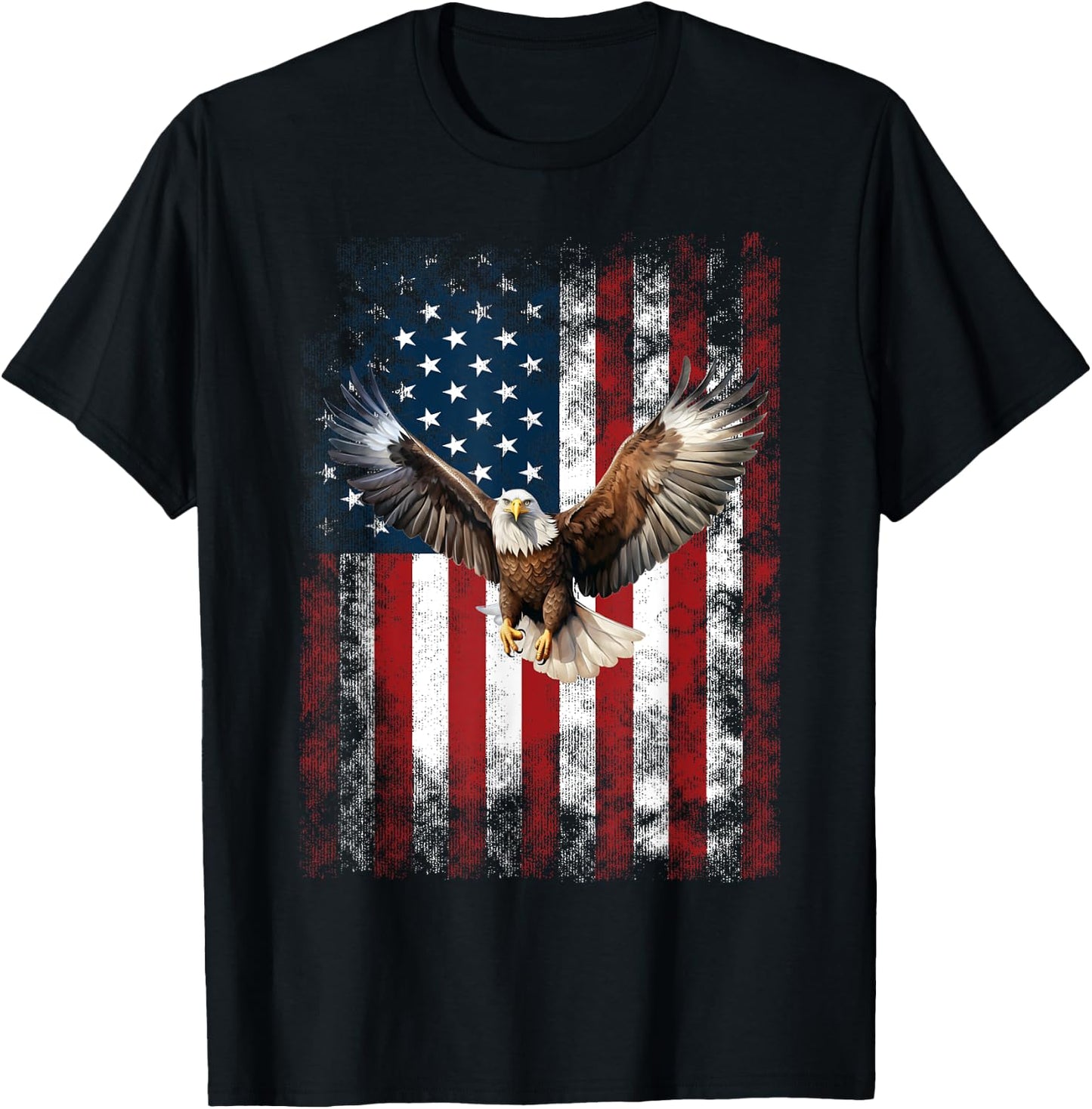 Patriotic Eagle 4th Of July USA American Flag T-Shirt - T-Shirt | Black
