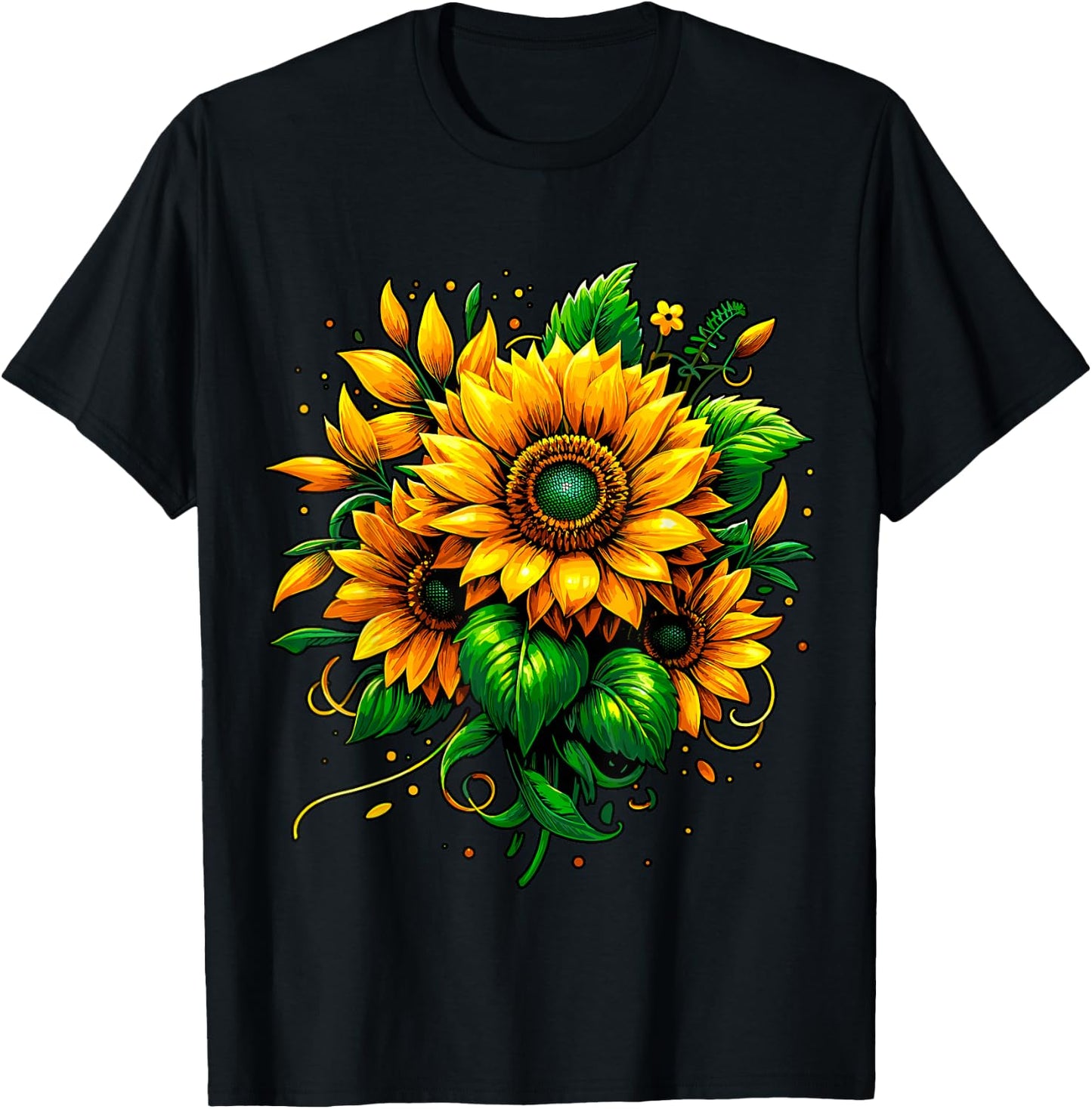 Sunflower Floral T-Shirt - T-Shirt | Black