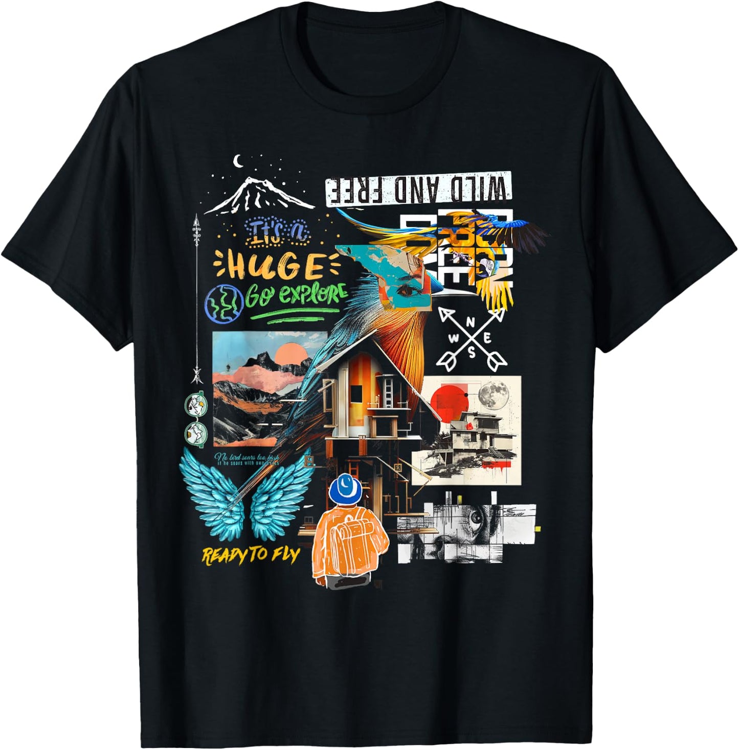 Butterfly | Frontprint | Animal Art Graphic Artwork Butterfl T-Shirt - T-Shirt | Black