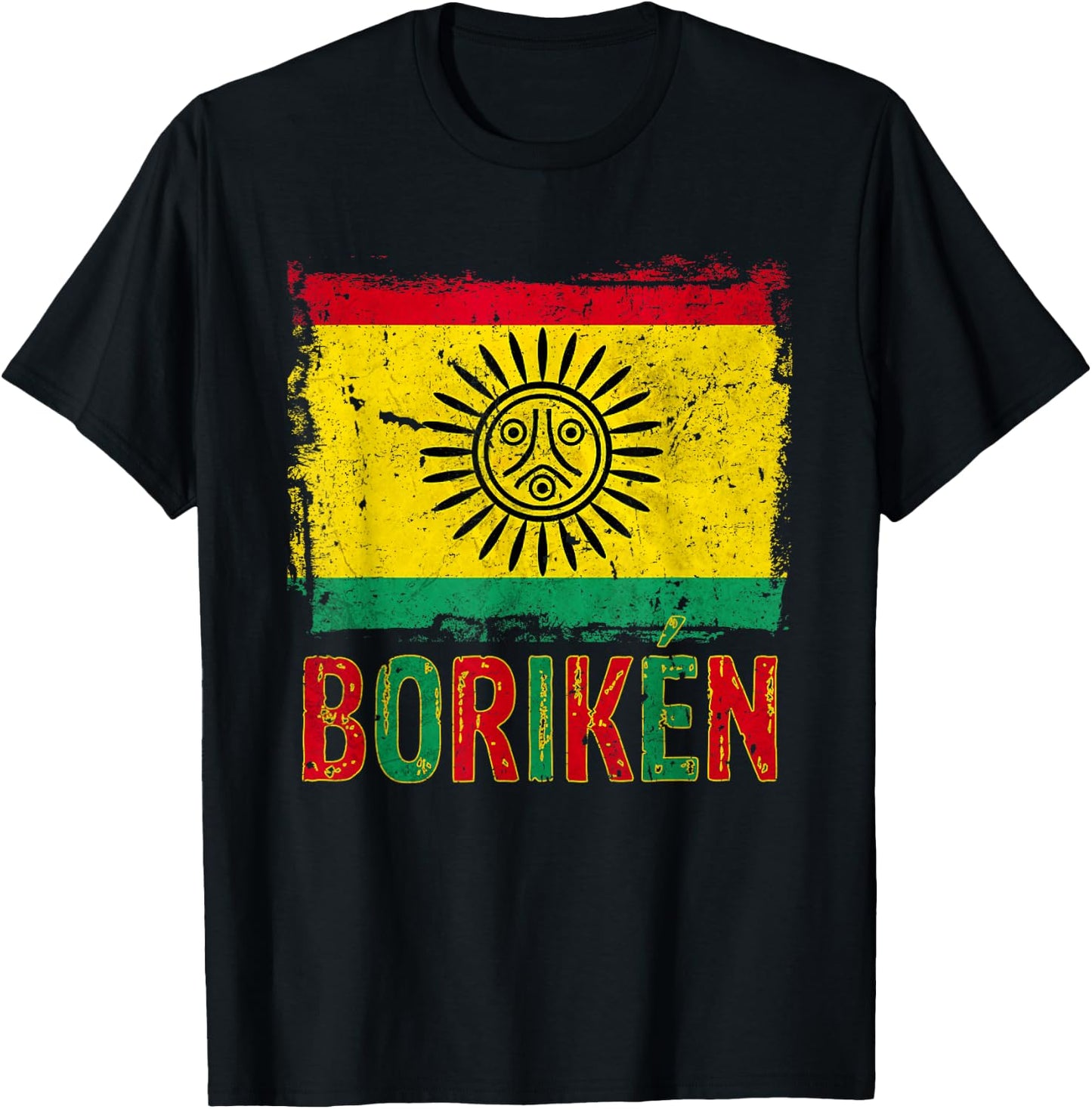 Taino Nation Flag Boriken Borinquen Native American Arawak T-Shirt - T-Shirt | Black