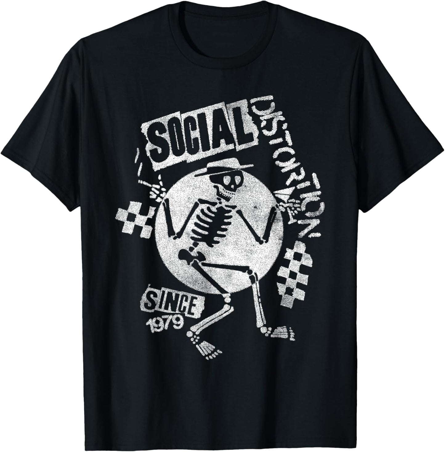 Official Social Distortion White Spray Skelly T-Shirt - T-Shirt | Black